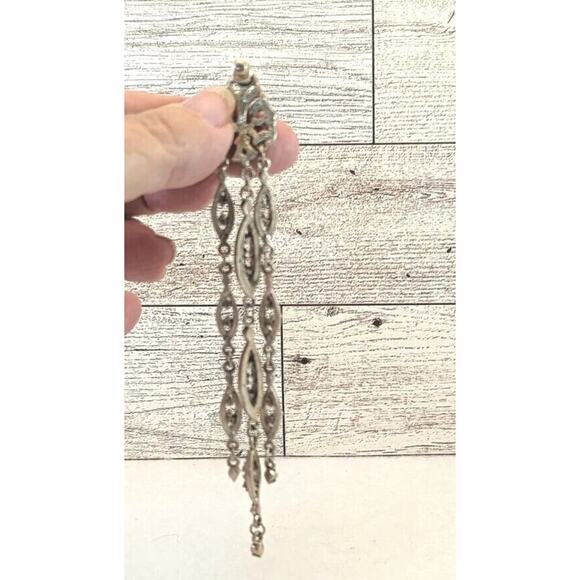 Long Duster Earings 5"Aurora Borealis Crystal Marquesite Post Earrings Vintage - Picture 9 of 9